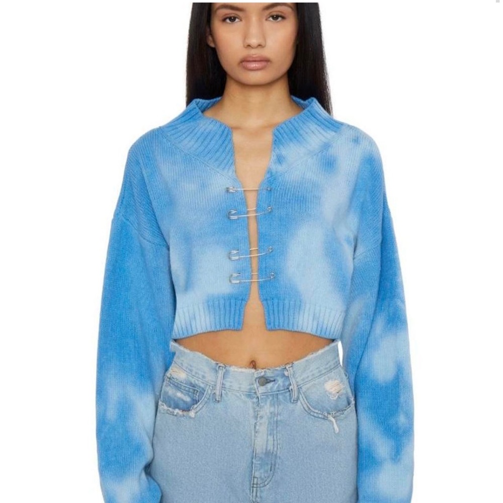 Danielle Guizio Blue Tie-Dye Cardigan